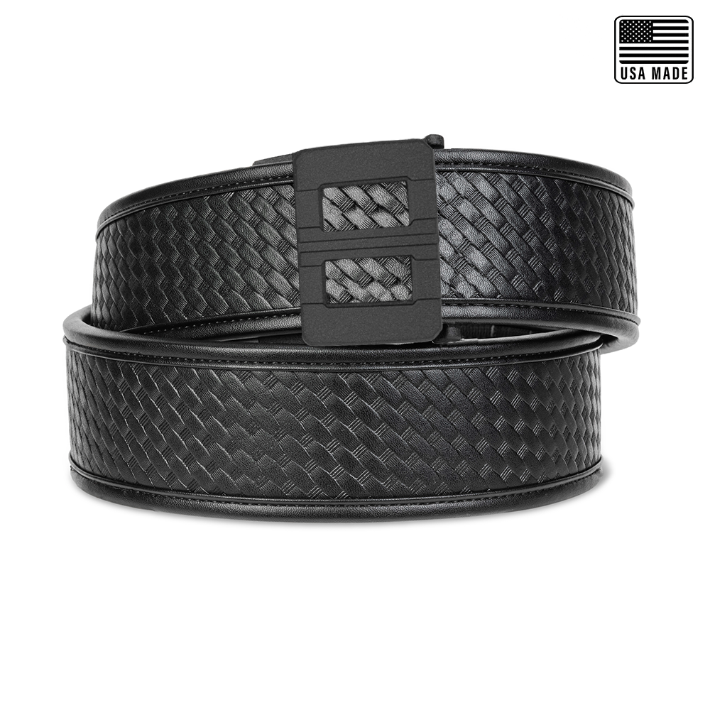 Mens Black Basket Weave Leather Belt 1.5–