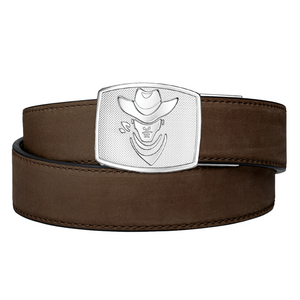 COWBOY BUCKLE | COFFEE BUFFALO LEATHER GUN BELT