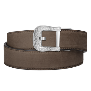 RODEO BUCKLE | MOCHA BUFFALO LEATHER GUN BELT