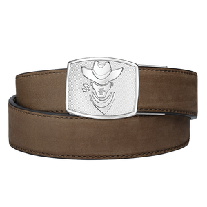 COWBOY BUCKLE | MOCHA BUFFALO LEATHER GUN BELT