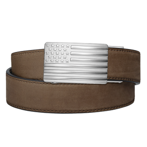 FLAG BUCKLE | MOCHA BUFFALO LEATHER GUN BELT