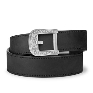 RODEO BUCKLE | BLACK BUFFALO LEATHER GUN BELT