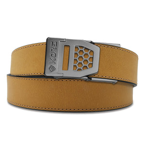 X SERIES BUCKLE  | TAN BUFFALO LEATHER GUN BELT 1.5"