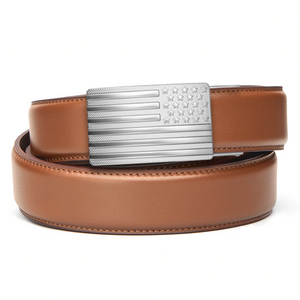 FLAG BUCKLE | XL TAN LEATHER GUN BELT