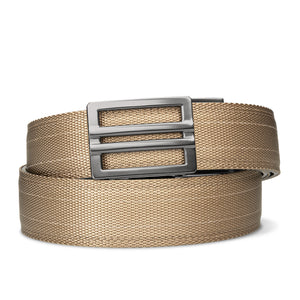 Crossed Checkered Flags Ratchet Buckle - Brown Leather Belt