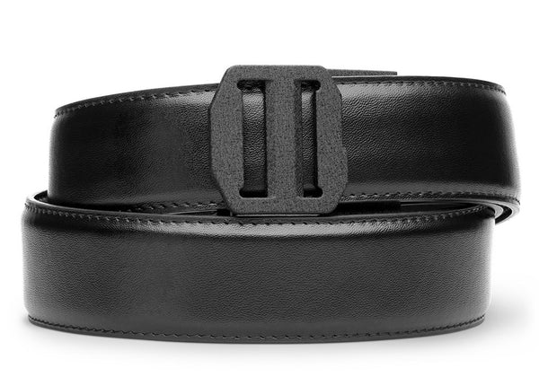 Leather belt with double buckle · Black, Leather · Accessories