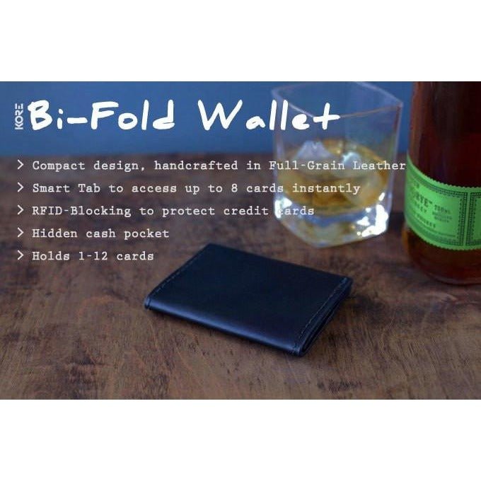 Leather Men's Minimal Bifold Wallet w/ FREE Key Holder - RECNEPS DESIGN